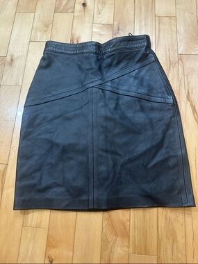 Vintage Piccolo Black Leather Pencil Skirt